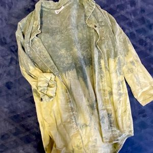 Green Tie Dye Ombré Corduroy Shacket